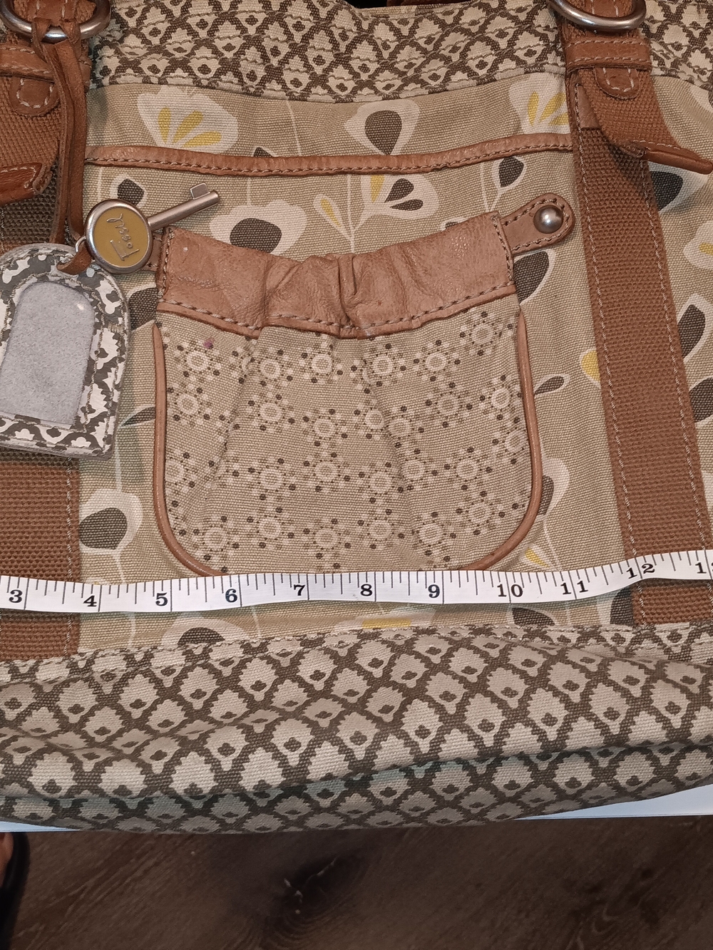 Fossil Beige Brown Tote Bag with Leather Straps - Picture 9 of 13